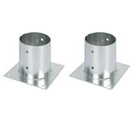 Alberts 212605 Ancre sur platine | pour poteau en bois rond ou carré | galvanisée à chaud | Ø 121 mm | Set de 2 pièces