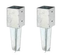 Alberts 212629 Ancre à sceller | pour poteau en bois carrés, à enfoncer | galvanisée à chaud | 91 x 91 mm | Set de 2 pièces
