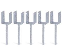 Alberts 215026 Ancre de poteau en U | avec ancrage béton en acier strié | galvanisée à chaud | largeur 71 mm | longueur de l'ancrage béton 200 mm | Set de 5 pièces