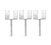 Alberts 215088 Ancre de poteau en U | avec ancrage béton en acier strié | galvanisée à chaud | largeur 141 mm | longueur de l'ancrage béton 200 mm | Set de 3 pièces