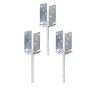 Alberts 215118 Ancre de poteau en U | réglable en largeur et à sceller | passivé | largeur 71-131 mm | ancrage béton 200 mm | Set de 3 pièces