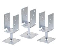 Alberts 215125 Ancre de poteau en U | réglable en largeur et à visser | passivé | largeur 71-131 mm | Set de 3 pièces