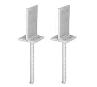Alberts 215163 Ancre de poteau en T | à visser ou à sceller | galvanisée à chaud | taille de la traverse 130 x 80 mm | ancrage béton 200 mm | Set de 2 pièces