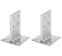 Alberts 215170 Ancre de poteau en T | à visser ou à sceller | galvanisée à chaud | taille de la traverse 130 x 80 mm | Set de 2 pièces