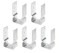 Alberts 215392 Ancre de poteau en U | à visser ou à sceller | galvanisée à chaud | largeur 81 mm | Set de 5 pièces