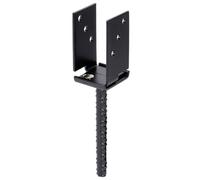 Alberts Support de poteau en U Support de poteau - réglable en largeur - Typ370 - noir - plastifié, noir, 1 pièce