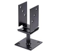 Alberts 215552 Support de poteau en U - réglable en largeur - sur platine - noir - plastifié