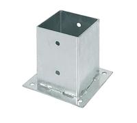 Alberts 216245 Ancre sur platine | pour poteau en bois rond ou carré | galvanisée à chaud | 101 x 101 mm