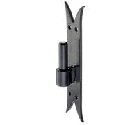 Alberts 306724 Gond sur platine | crochet DI, bout queue de carpe | laquée noire | cote axe Ø16 mm | platine 205 x 45 mm