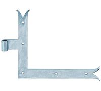 Alberts 308483 Penture équerre | Finition droite ou queue de carpe pour haut ou bas | zingué | gond Ø14 mm | Dimensions 250 x 300 x 35 mm