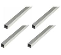 Alberts, 4 tubes carrés en aluminium, dimensions 20 x 20 x 1,5 mm, longueur 1 mètre, finition argentée anodisée