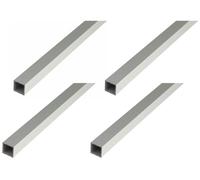 Alberts, 4 tubes carrés en aluminium, dimensions 20 x 20 x 1,5 mm, longueur 2 mètres, finition argentée anodisée