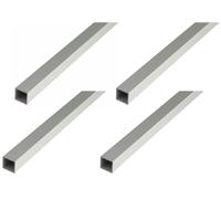 Alberts, 4 tubes carrés en aluminium, dimensions 25 x 25 x 1,5 mm, longueur 1 mètre, finition argentée anodisée