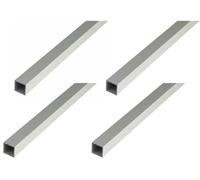 Alberts, 4 tubes carrés en aluminium, dimensions 30 x 30 x 2 mm, longueur 1 mètre, finition anodisée argentée