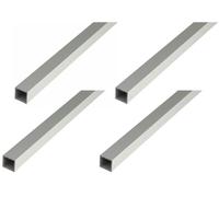 Alberts, 4 tubes carrés en aluminium, dimensions 30 x 30 x 2 mm, longueur 2 mètres, finition argentée anodisée