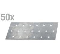 Alberts 50 x plaques perforées 140 x 60 mm - galvanisé, raccord plat, tôle perforée & plaque métallique