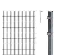 Alberts 654993 Doppelstabmattenzaun als 14 tlg. Zaun-Komplettset | verschiedene Längen und Höhen | kunststoffbeschichtet, anthrazit | Höhe 200 cm | Länge 12 m