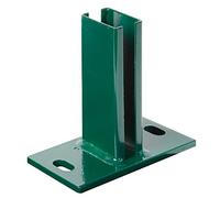 Alberts 685584 Ancre de poteau pour piquet de clôture pour panneaux à barre double | à visser | galvanisée à chaud, plastifiée, en vert RAL 6005 | platine 150 x 80 mm | pour poteaux 60 x 40 mm