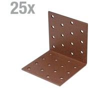 Alberts 822408 DURAVIS® Equerre de plaque perforée, revêtement duplex brun rouillé, taille 80 x 80 x 80 mm, set de 25 pièces