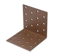 Alberts 822408 DURAVIS® Equerre de plaque perforée, revêtement duplex brun rouillé, taille 80 x 80 x 80 mm, set de 25 pièces