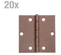 Alberts 822422 Charnière DURAVIS®, carrée, revêtement duplex brun rouille, dimensions 60 x 60 x 1 mm, lot de 20