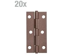Alberts 822439 Charnière DURAVIS®, étroite, revêtement duplex brun rouille, dimensions 80 x 40 x 1,25 mm, lot de 20