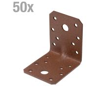 Alberts 822446 DURAVIS® Raccord angulaire pour charges lourdes avec moulure, revêtement duplex brun rouillé, taille 70 x 70 x 55 mm, set de 50 pièces