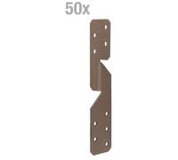 Alberts 822477 : Fixations pour chevrons DURAVIS®, de couleur marron rouille, avec revêtement duplex, dimensions 33 x 33 x 170 mm, lot de 50