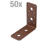 Alberts 822545 : Connecteurs d'angle DURAVIS®, revêtus en duplex de couleur marron rouille, dimensions 90 x 90 x 40 mm, lot de 50
