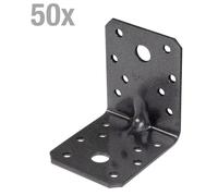 Alberts 823078 : Connecteurs d'angle robustes DURAVIS®, avec nervure, revêtement duplex noir diamant, dimensions 70 x 70 x 55 mm, lot de 50