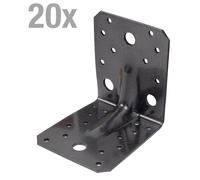 Alberts 823092 : Connecteurs d'angle robustes DURAVIS®, avec nervure, revêtement duplex noir diamant, dimensions 105 x 105 x 90 mm, lot de 20
