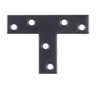 Raccord plat Alberts 50 x en forme de T 70 x 50 x 16 mm - noir, revêtu de plastique