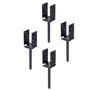 Alberts 825218 Lot de 4 supports de poteau en U - Largeur réglable - Revêtement en plastique noir
