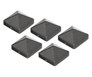 Alberts 839918 Capuchon de poteau pour poteaux en bois | forme haute | fonte d'aluminium | en anthracite métallique | 70 x 70 mm | kit de 5