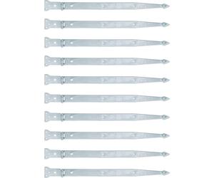 Alberts 845599 Elingue de jet, avec goupille rivetée, électro-zinguée, passivée à couche épaisse, bande 600 x 45 mm, charnière 101 x 63 mm, set de 10 pièces