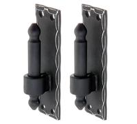 Alberts 846084 Gond sur plaque | Forme fer forgé avec crochet DI ou DII | Revêtement plastique noir | Dimension de la broche Ø16 mm | Plaque 150 x 45 mm | kit de 2