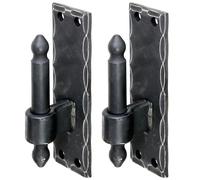 Alberts 846091 Paumelle sur plaque, modèle en fer forgé avec crochets DI ou DII, revêtement plastique noir, entraxe Ø 16 mm, plaque 150 x 45 mm, lot de 2