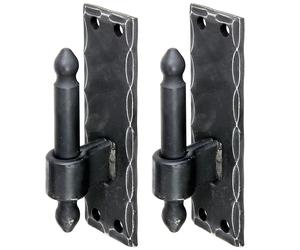 Alberts 846091 Paumelle sur plaque, modèle en fer forgé avec crochets DI ou DII, revêtement plastique noir, entraxe Ø 16 mm, plaque 150 x 45 mm, lot de 2