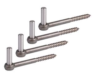 Alberts 846268 Paumelle à visser, crochet en J, avec filetage pré-taraudé, acier inoxydable, entraxe Ø 13 mm, longueur 155 mm, lot de 4