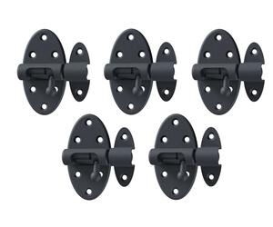 Alberts 850678, verrou de sécurité Grendel, modèle Ovado, avec bouton en laiton, galvanisé, revêtement plastique gris graphite, plaque 40 x 75 mm, diamètre de la tige : 9 mm, lot de 5