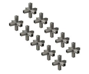 Alberts 859886 Raccord de tuyaux XD, croix et deux autres sorties à angle droit, plastique, noir, 20 x 20 x 1,5 mm, set de 10 pièces