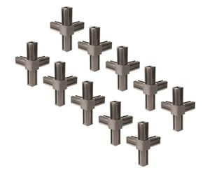 Alberts 859930 Raccord de tuyaux XD, pièce en T et une autre sortie à angle droit, plastique, noir, 30 x 30 x 2,0 mm, set de 10 pièces