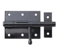 Alberts 863197 Verrou à boulon | avec poignée ronde et boucle fixée | plastifié noir | plaque 80 x 63 mm | Ø du boulon 11,5 mm | longueur totale 116 mm | kit de 10