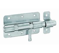 Alberts 863241 Verrou de box | avec poignée ronde et boucle serrée | galvanisé, en bleu | platine 95 x 67 mm | boulon Ø 15,5 mm | longueur totale 135 mm | kit de 10