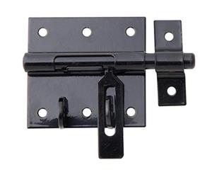 Alberts 863395 Verrou de box porte-cadenas | avec boucle serrée | plastifié, en noir | platine 70 x 67 mm | boulon Ø 9,5 mm | longueur totale 100 mm | kit de 10