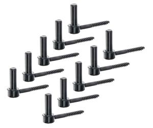 Alberts 863890 Paumelle à visser, crochet en J, avec filetage pré-taraudé, peinture noire par immersion, entraxe Ø 16 mm, longueur 110 mm, lot de 10