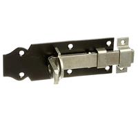 Alberts 868949 Verrou porte-cadenas | droit, avec poignée plate et boucle serrée | galvanisé, en bleu, platine laquée en noir | platine 120 x 44 mm | kit de 10