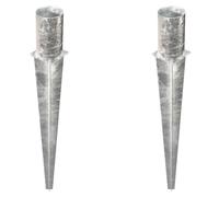 Alberts Lot de 2 douilles de sol à enfoncer - Pour poteaux ronds en bois - Galvanisé à chaud - Diamètre : 141 mm - Longueur totale : 750 mm