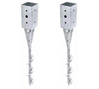 Alberts Lot de 2 douilles de sol à visser - Pour poteaux en bois carré - Galvanisé à chaud - 71 x 71 mm - Longueur totale : 595 mm