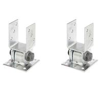 Alberts Lot de 2 supports de poteau avec partie supérieure mobile - À visser - Galvanisé à chaud - Largeur lumineuse : 71 mm